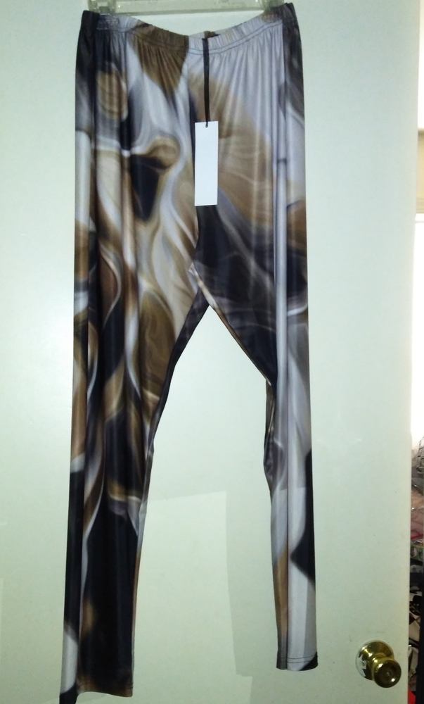 Gold, silver, tan and gray ladies leggings